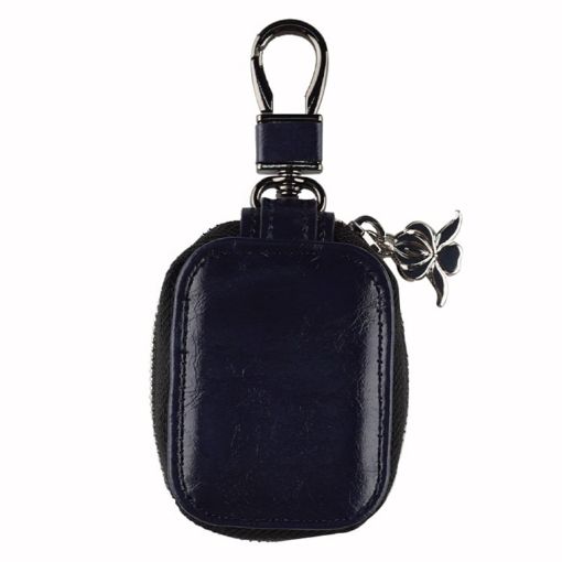 Dark Blue Leather Storage Bag for Apple AirPods Bluetooth Earphone - 1