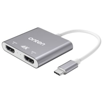 Onten OTN-9175B 4K USB-C to Dual HDMI Converter (White) - 1