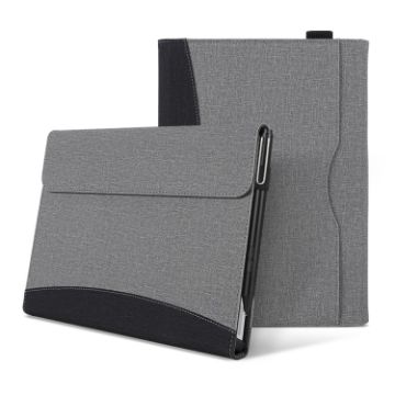 Surface Pro 7/6/5/4 Leather Case: Black Grey Cloth Texture - 1