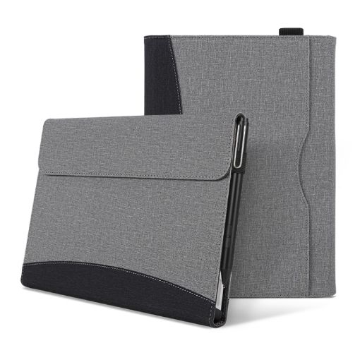 Surface Go 3/2/1 Case - Black Grey Cloth & Leather Cover - 1