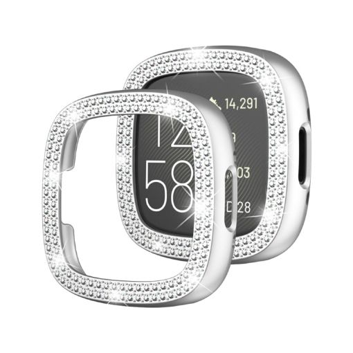 Fitbit Versa 4 Electroplated Double-Row Diamond Watch Case (Silver) - 1