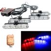 4 in 1 Car Grille Flash Lights with Remote (16 LEDs, Red Blue) - 1