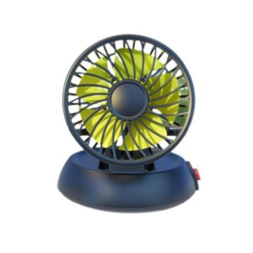 Yellow 12V Car Fan, Single-head, Adjustable Three-speed, Folding - 1