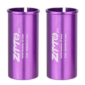ZTTO 25.4-27.2mm Bicycle Seat Post Conversion Sleeve (Purple) 2pcs - 1