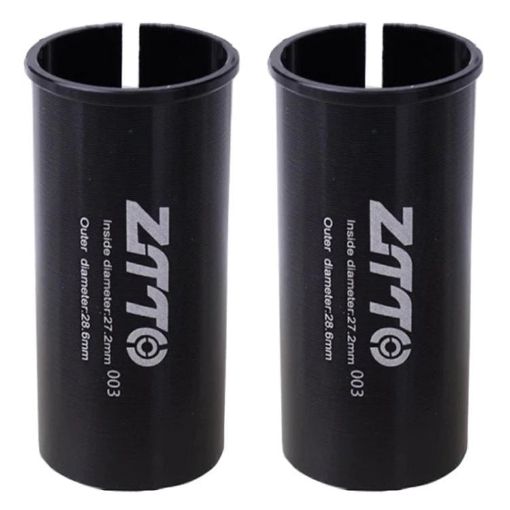 ZTTO 27.2-28.6mm Bicycle Seat Post Conversion Sleeve 2pcs (Black) - 1