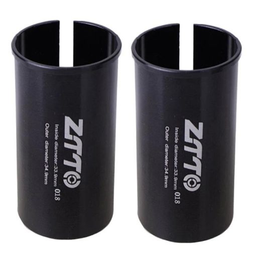 ZTTO 33.9-34.9mm Bicycle Seat Post Conversion Sleeve 2pcs (Black) - 1