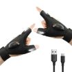 LED Light Gloves for Night Riding and Car Repair, Black, Both Hands - 1