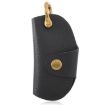 Vintage Pebbled Leather Key Holder with Belt Clip (Black) - 1