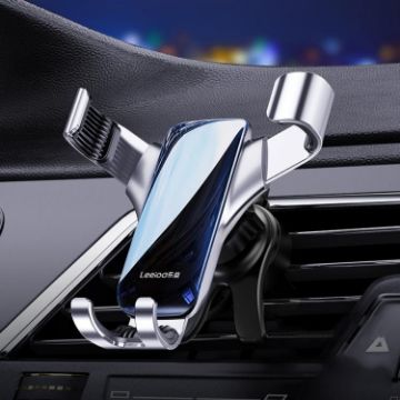 Leeioo Gravity Air Vent Clip Mobile Phone Holder (Silver) - 1
