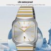 SKMEI 9361 Steel Strap Silver Gold Square Quartz Watch - 6