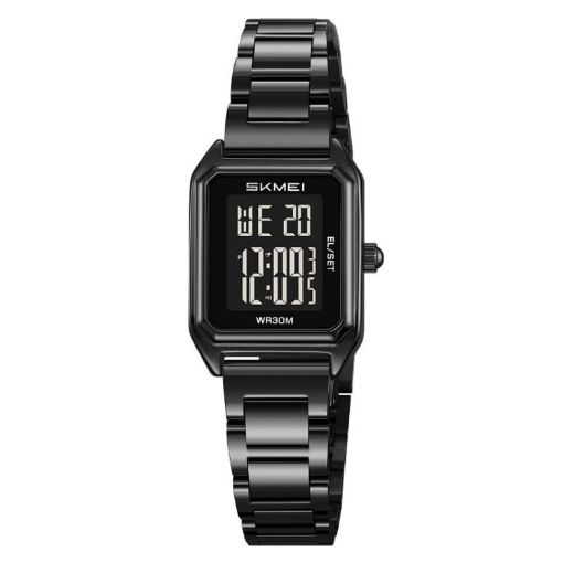 SKMEI 2493 Women's Square Steel Electronic Watch, Black Style - 1