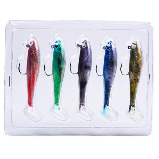 PROBEROS DW6092N12B 5pcs T-Tail Soft Lure Set with Single Hook - 1