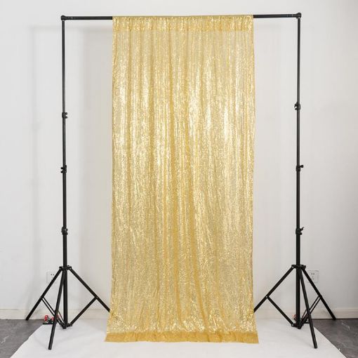 Gold Embroidered Sequin Curtains for Wedding Banquet Decor 60x240cm - 1