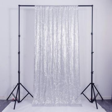 Silver Sequin Embroidered Curtains 60x300cm for Weddings & Parties - 1