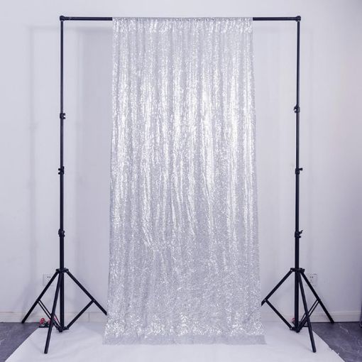 Silver Sequin Embroidered Curtains for Weddings & Parties - 300x300cm - 1
