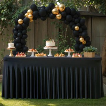Black Spandex Table Skirt for 122x60x76cm Rectangle Tables - 1