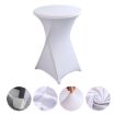 White Stretch Polyester Cocktail Bar Table Cover, 70x110cm - 1