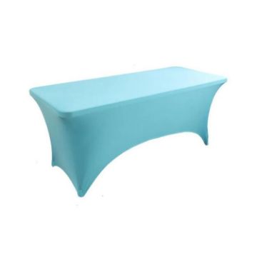 Lake Blue Rectangular Elastic Table Cover 244x75x75cm for Events - 1