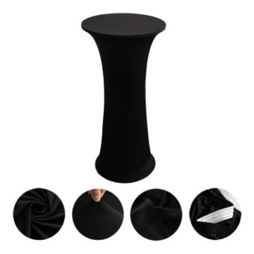 Black Elastic Spandex Table Cover for Hotel & Wedding Decor, 80cm Round - 1