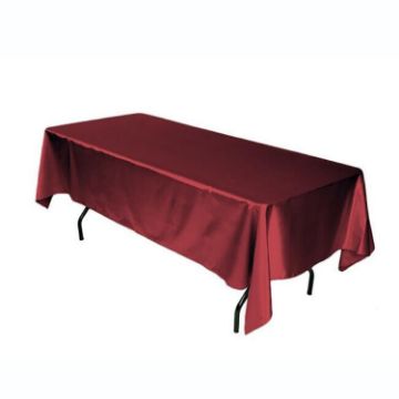 Wine Red Satin Tablecloth 145x200cm for Hotel Banquet Wedding Decor - 1