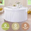 White 5FT Round Polyester Elastic Tablecloth Cover Skirt - 3