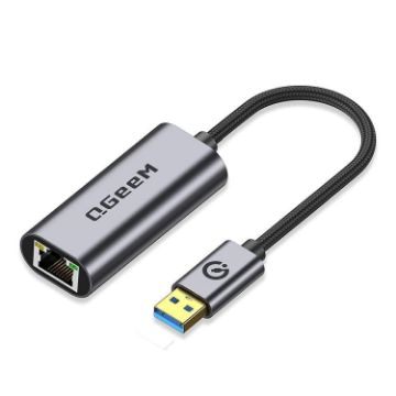 QGeeM USB-A to RJ45 Gigabit Ethernet Adapter - 15cm Cable - 1