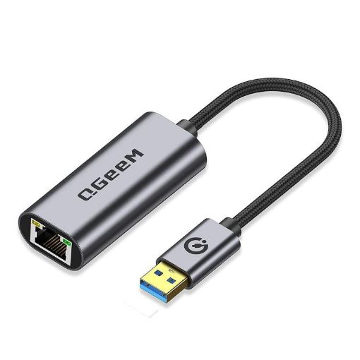 QGeeM USB-A to RJ45 Gigabit Ethernet Adapter - 15cm Cable - 1