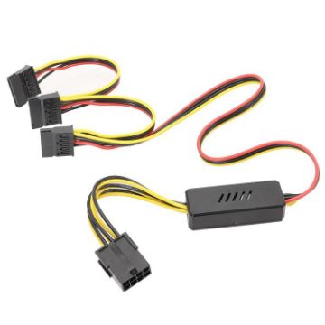 12V SATA 1 to 3 Graphics Card HDD Power Cable Adapter - 1