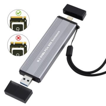 M.2 NVMe 10Gbps USB3.1 Gen2 Enclosure with USB + Type-C Ports - 1