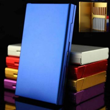 Creative Ultra-Thin Metal Cigarette Case for Ladies (Blue) - 1