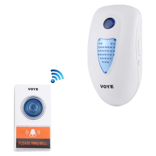 VOYE V003A Wireless Doorbell, 38 Sounds, Remote, US Plug (White) - 1