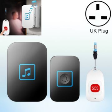 CACAZI C86 Wireless SOS Pager Doorbell Alarm, UK Plug (Black) - 1