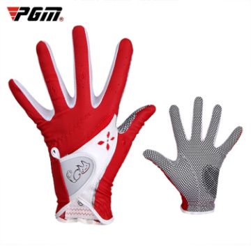 PGM Women's Non-Slip Red PU Leather Golf Gloves, Size 21 - 1
