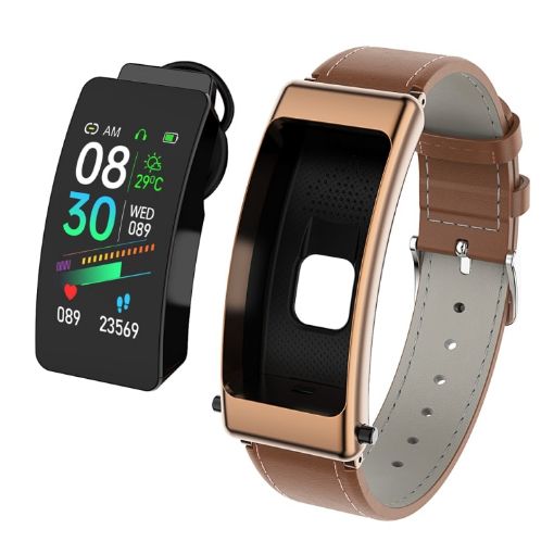 K50 1.08" IP67 Waterproof Smartwatch with Detachable Earphone (Brown) - 1