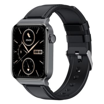 T50 1.85" Black Leather Band Smart Watch IP67 Waterproof - 1