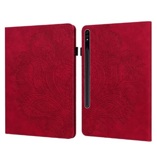 Red Peacock Embossed Leather Case for Galaxy Tab S10+/S9+ - 1