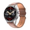 R6 1.32" Round Screen Smart Watch & Bluetooth Earphone Combo, Brown Strap - 1