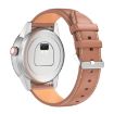 R6 1.32" Round Screen Smart Watch & Bluetooth Earphone Combo, Brown Strap - 3