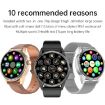 R6 1.32" Round Screen Smart Watch & Bluetooth Earphone Combo, Brown Strap - 4