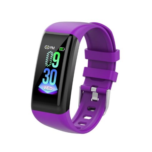 C21 Smart Bracelet: Calls, Heart Rate, BP, Sleep, IP67, 1.14" IPS, Purple - 1
