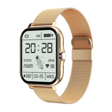 GT20 Smart Watch: 1.69" TFT, IP67, Bluetooth Call, Monitor, Gold Strap - 1