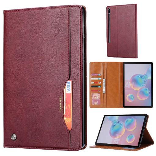 Samsung Galaxy Tab S7 FE Leather Case, Holder & Wallet - Wine Red - 1