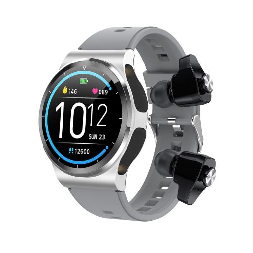 GT69 Smart Watch: 1.3" IPS, IP67, Bluetooth Earphone, Silver Black - 1