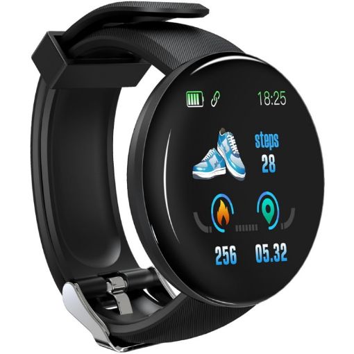D18 1.3" TFT Smart Watch: IP65, Call, Heart, BP, Sleep Monitor (Black) - 1