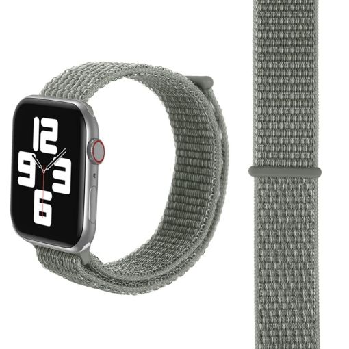 Apple Watch Band 46/49/45/44mm Nylon Silver Grey Magic Stick Strap - 1