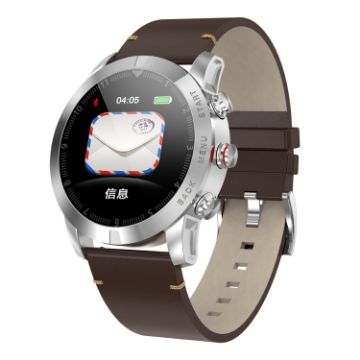 DTNO.1 S10 Smart Bracelet: 1.3" TFT, IP68, Leather Band, Heart Rate, Brown - 1