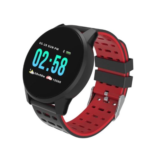 KY108 Smart Bracelet, 1.3" 240x240, IP67, Call/Heart/Sleep/BP/O2 Monitor, Red - 1