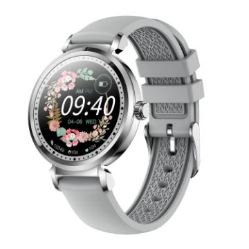 KC06 Menstrual Period Smart Watch, BP/Heart Rate Monitor, Silver Strap - 1