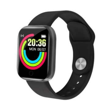 Y68 1.44" Smart Watch - Heart Rate, BP & Oxygen Monitor (Black) - 1