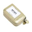 Gold Genuine Leather RFID Blocking Card Holder Wallet, Dual Zipper, 10.5x7x4cm - 1
